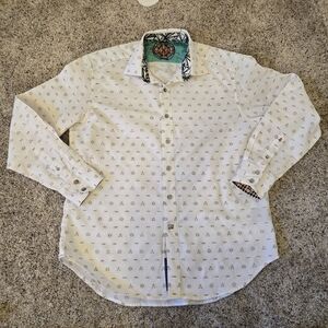 Robert Graham White Button Down Shirt Size Large